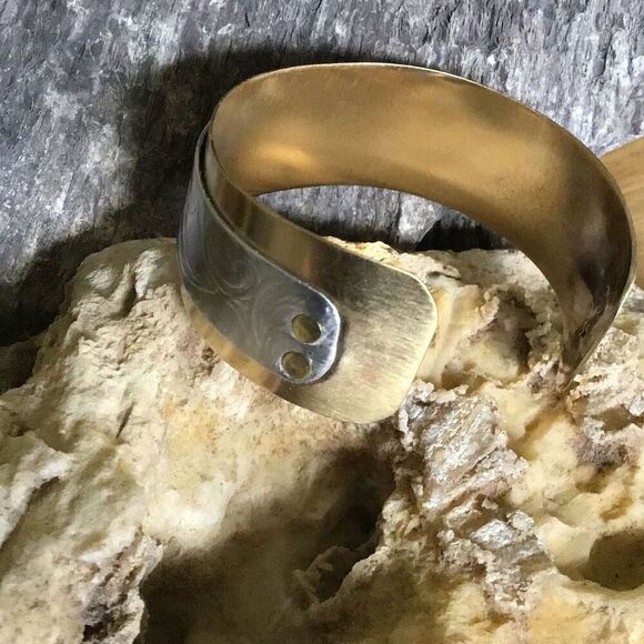 Bracelet, Brass Mixed Metals Bracelet Cuff, Aluminum, Handmade, NEW, Artisan - Picture 4 of 5